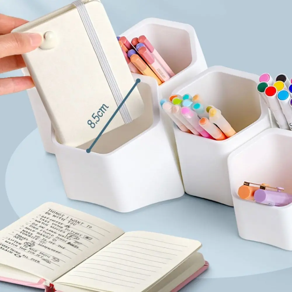 

Large Capacity Hexagon Pen Holder Pencil Organizer Multi-Functional Desktop Pen Holder Storage Box Pen Stand