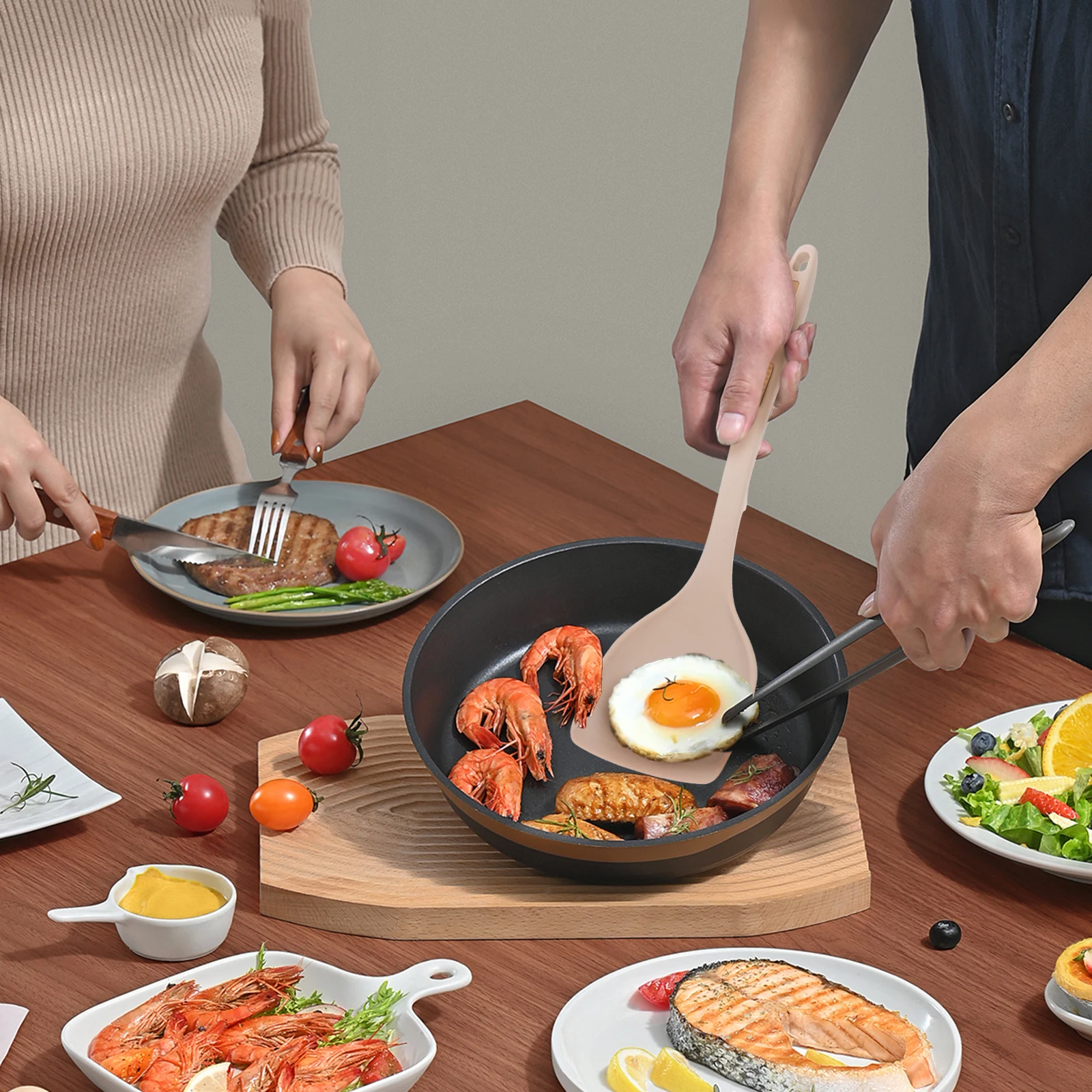 

Silicone Spatula Kitchen Cooking Reusable Long Handle Non-Stick Wok Grilling Serving Cooking Tool Small Silicone Spatula