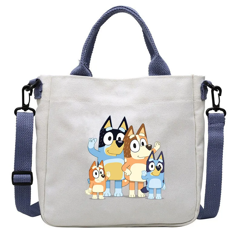 

Cartoon Bluey Crossbody Bags One Shoulder Bag Canvas Student Carrying Satchel Girl Cartoons Large Capacity Totes Package Gift