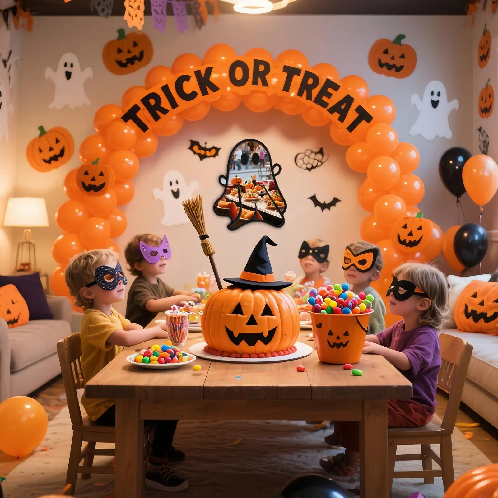 Halloween Window Clings Halloween Window Decorations Mirror Reflective Effect Wood Spider Pumpkin Sign For Haunted House Holiday