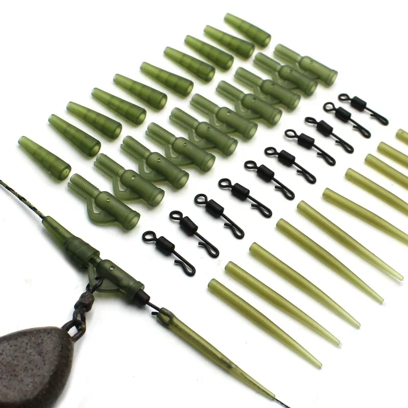 40pcs/Set Carp Fishing Safety Lead Clip Rig Tail Rubber Swivels For Carp Fishing Rigs Kit Carp  Coarse Fish Tackle Accessories