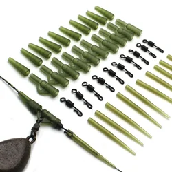 40 pz/set Pesca Alla Carpa di Sicurezza Piombo Clip Rig Coda Girevoli In Gomma Per Impianti di Pesca Alla Carpa Kit Carpa Pesce Grosso Affrontare Accessori