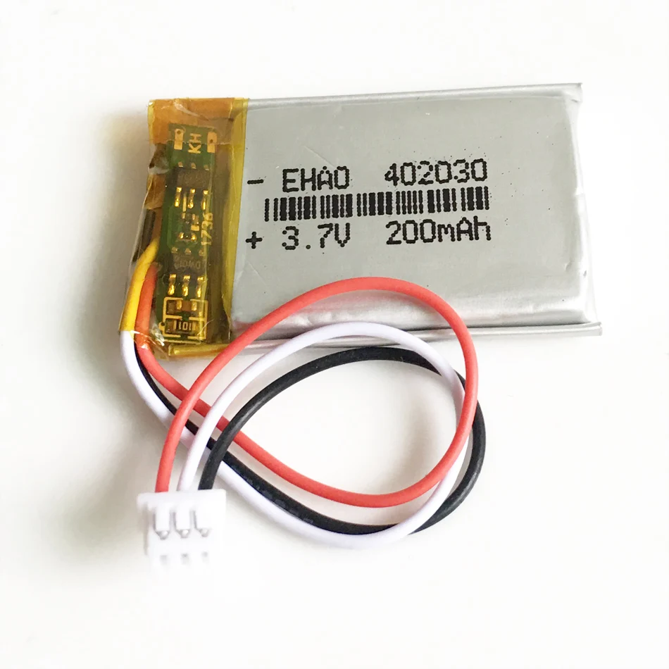 3.7V 200mAh 402030   Akumulator litowo-polimerowy LiPo JST 1,25 mm 3-pinowe złącze do ręcznego GPS Mp3 GPS Bluetooth