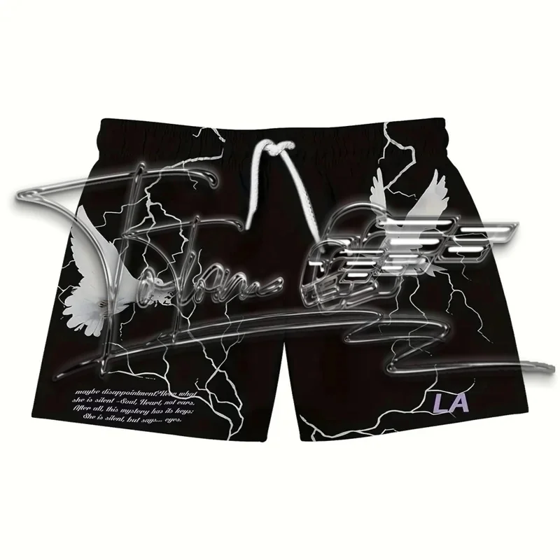 

Летние трендовые пляжные шорты со скелетом и ручной графикой для мужчин, модные крутые шорты с 3D принтом, свободные плавки для серфинга в стиле хип-хоп