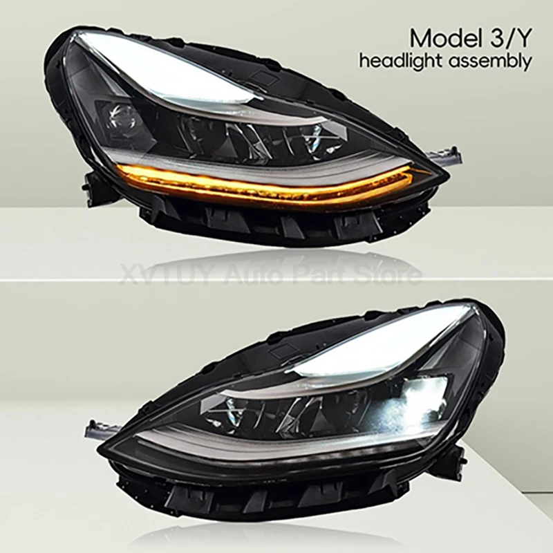 Gruppo faro del veicolo per Tesla Model3/Y Luci per auto LED Berlina Aggiornamento Lampade di design in stile blu Accessori auto sequenziali