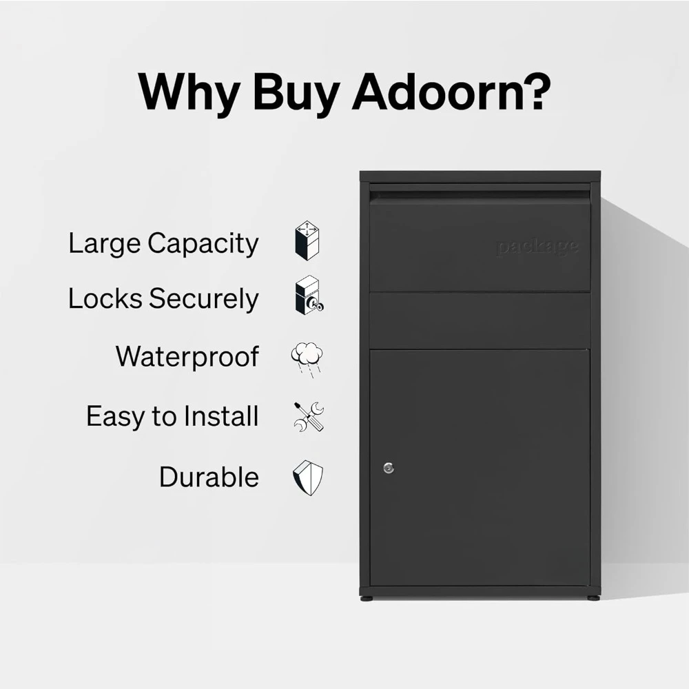 صندوق توصيل كبير الحجم مقاس 36 × 20.5 × 15 خارجي قائم بذاته مضاد للسرقة صندوق قطرة الطرود باللون الأسود