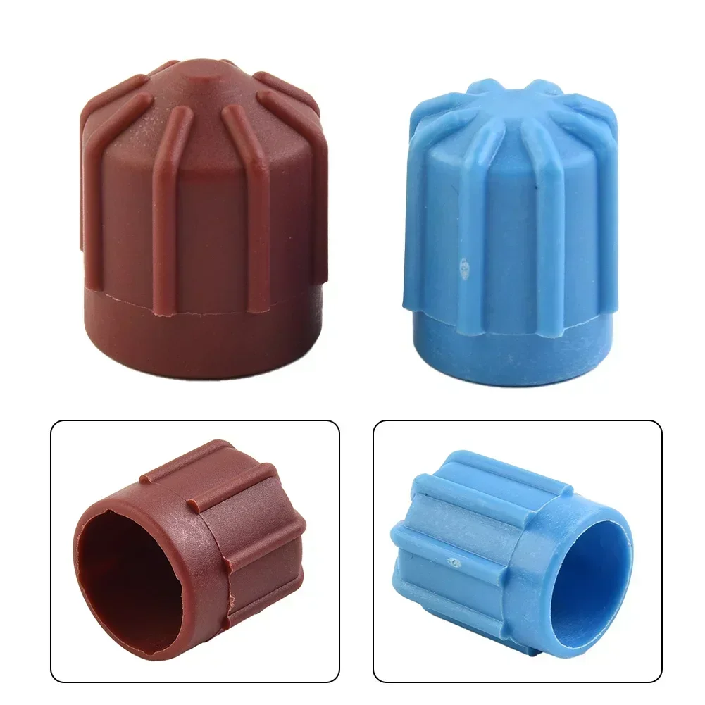 A/C Valve Cap Air Conditioning Valve Core Set Valve Dust Cover High/Low Voltage Kit 1 Pair Auto AC