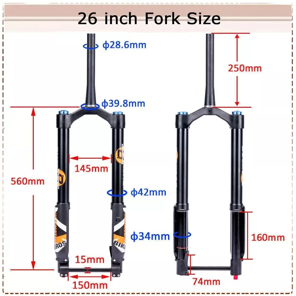 BUCKLOS 26*5.0 Bicycle Inverted Fork Air Suspension Downhill Fork 15*150mm Snow Beach E-Bike Forks Thru Axle MTB DH Forks