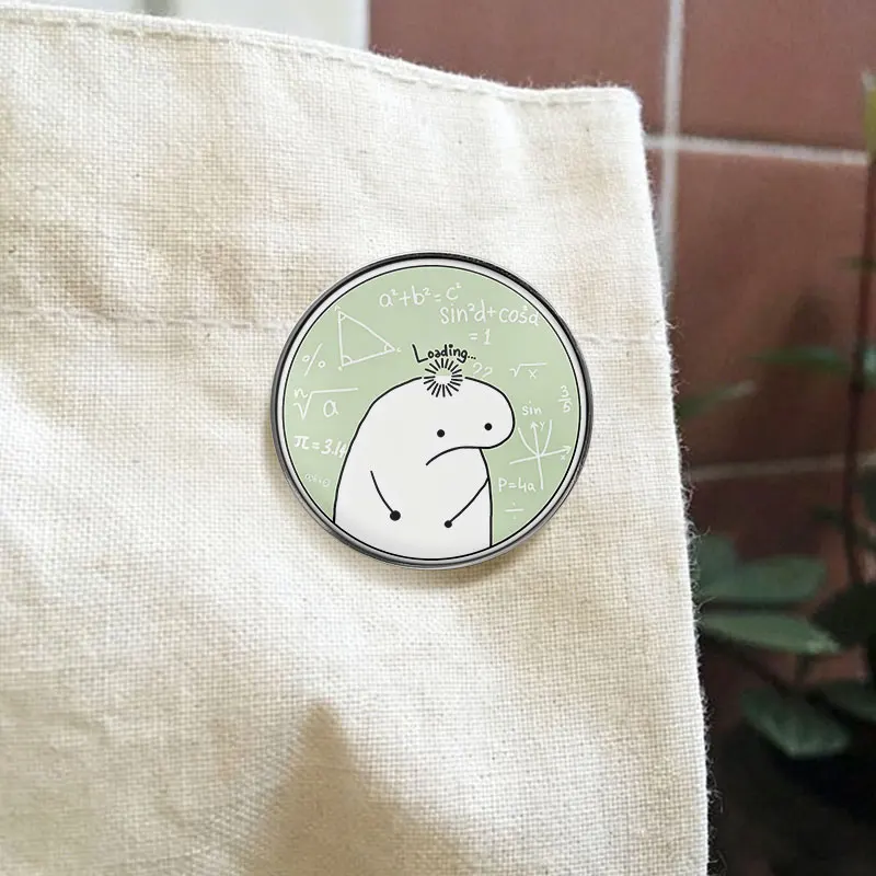Cute Spanish Flork Meme Brain Loading Math UV Printing Badges Funny Science Formula Pin Lapel Backpack Jewelry Gifts