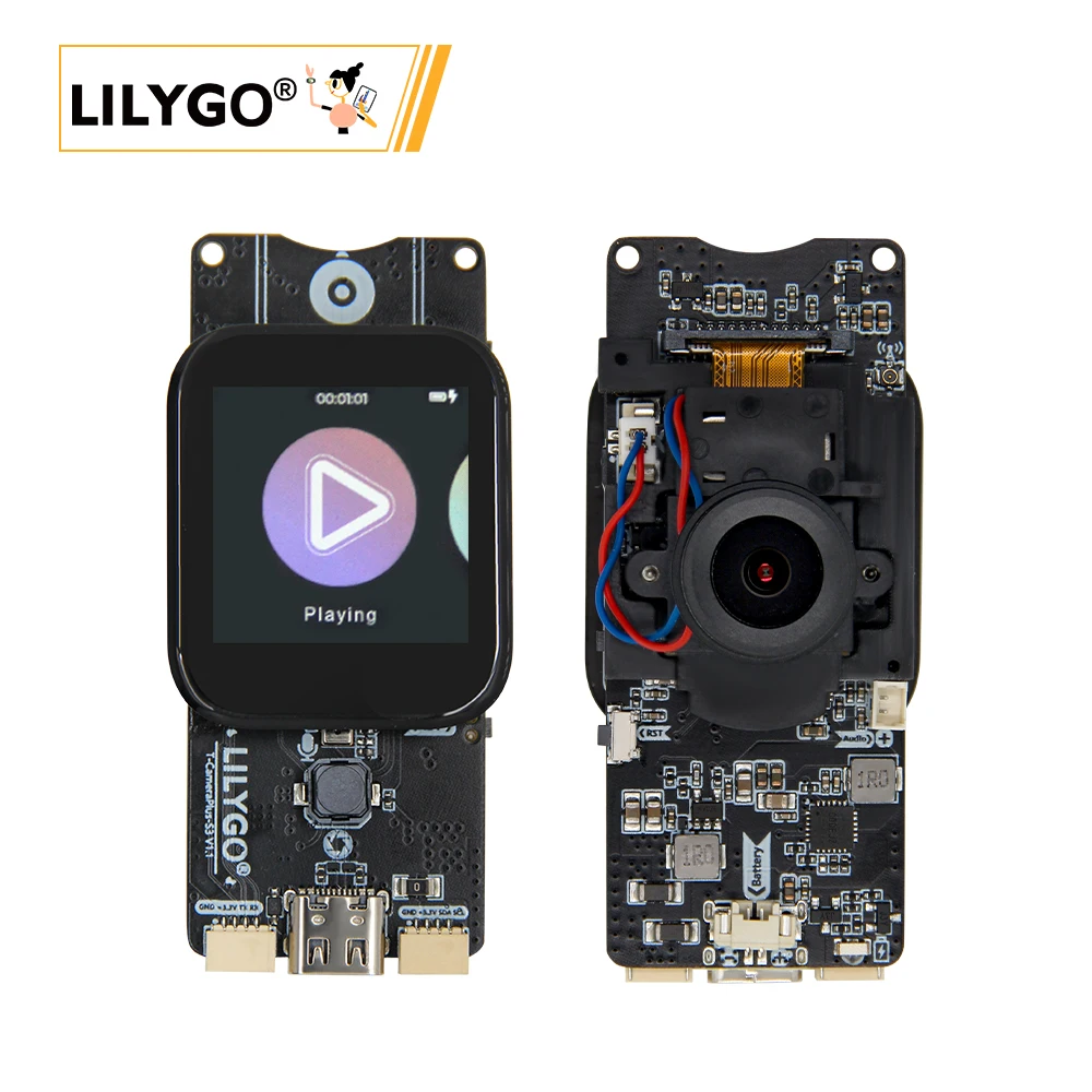 LILYGO® T-Camera-Plus-S3 ESP32-S3 Camera Development Board 2/5 Million Pixels IR-Cut Night Vision Module 1.3 Inch Touch Display