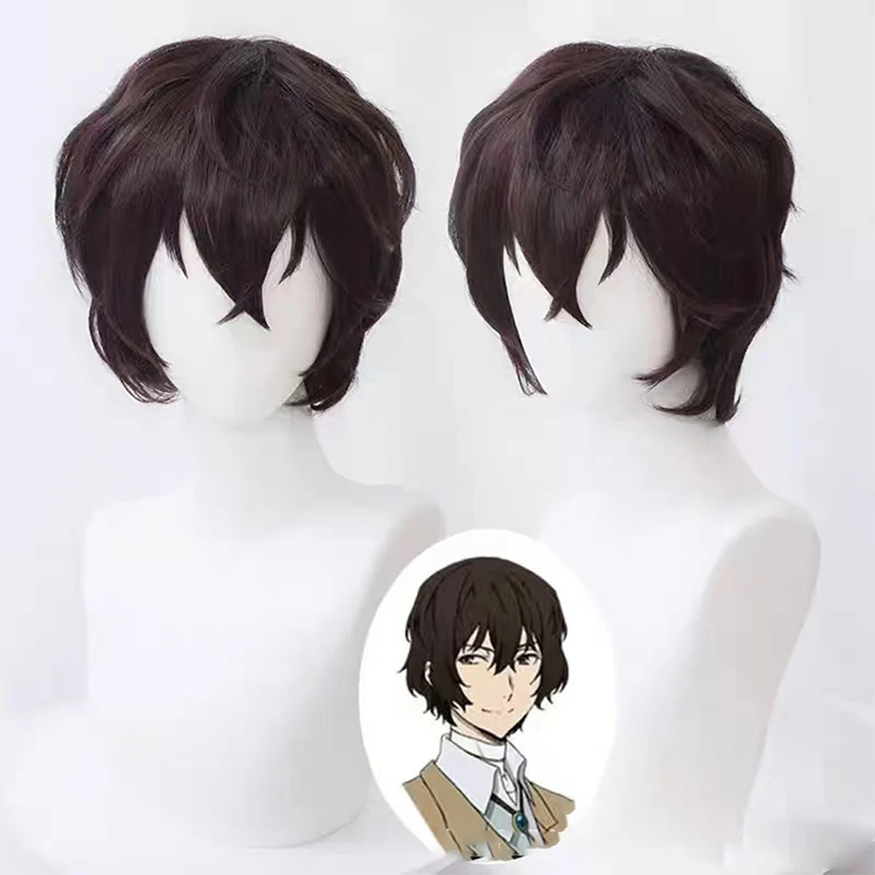 

Black Brown Short Wig Euramerican Man Fashion Human Hair Cospaly Anime Character Appointment Masquerade Daily Full Hairpiece