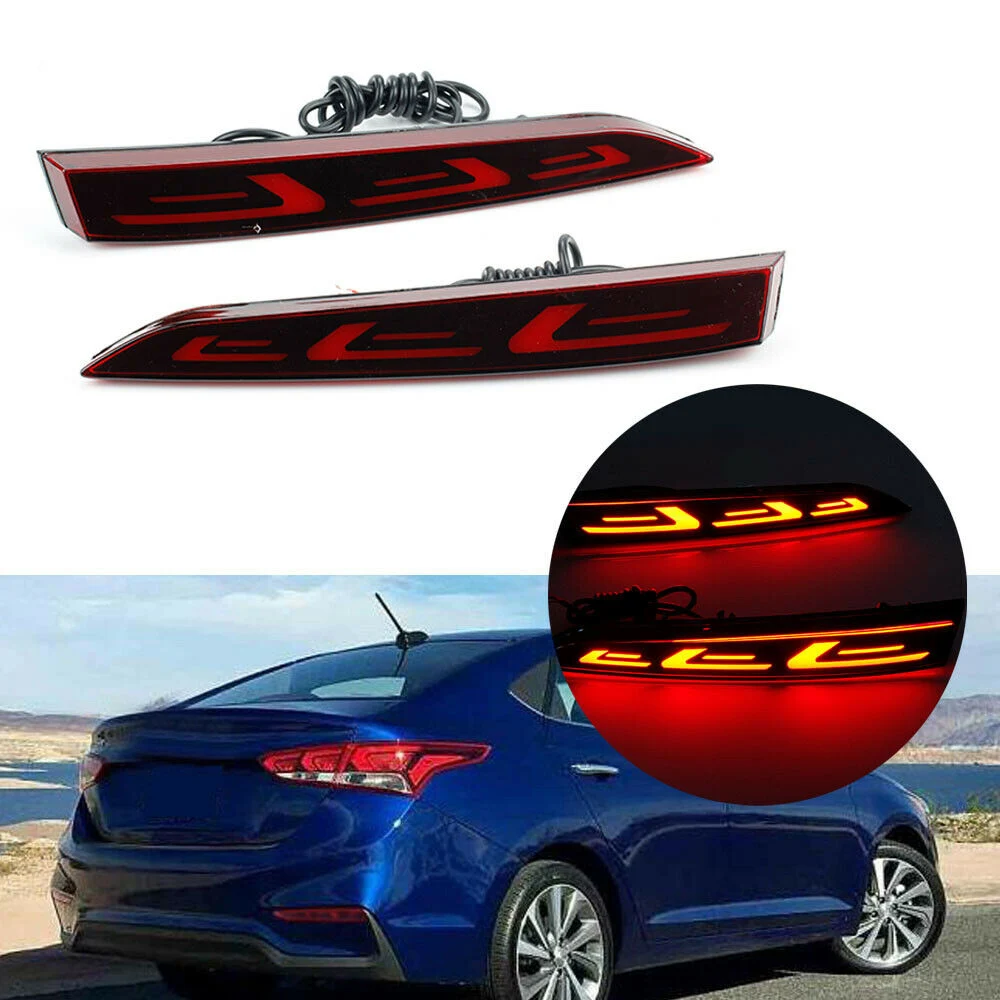 for Hyundai Accent 2017-2019 LED Rear Bumper Reflector Brake Light Fog Light Lamp Indicator Lights Taillights