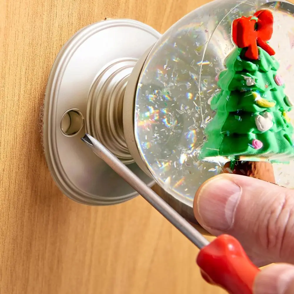 Transparent Door Knob Vintage Christmas Door Knob with Santa Claus Faux Ball Festive Xmas Tree Decorative Bedroom Front Door