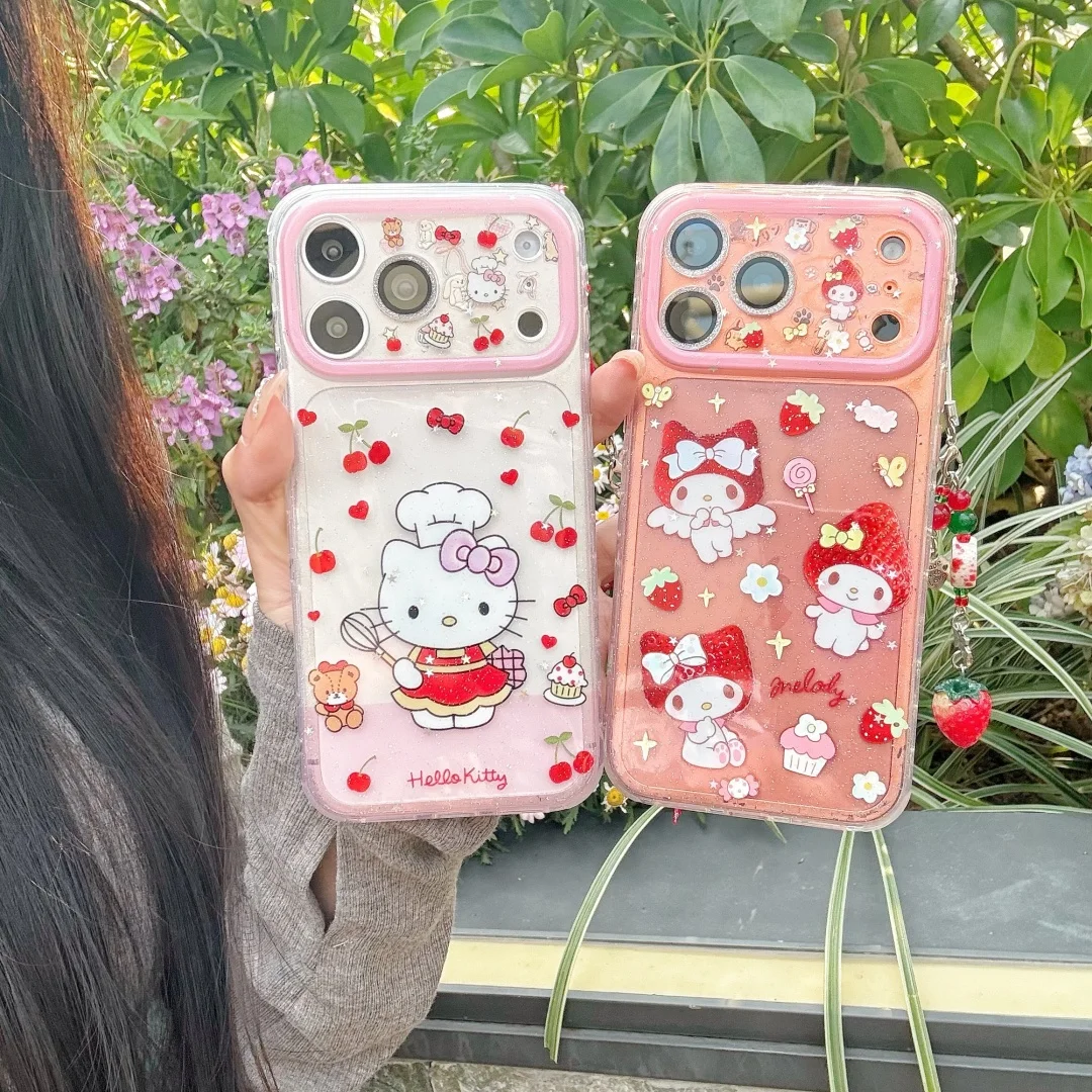 

Gilded My Melody & Hello Kitty Phone Case for iphone 17 Promax 16 15 Back Cover Gift