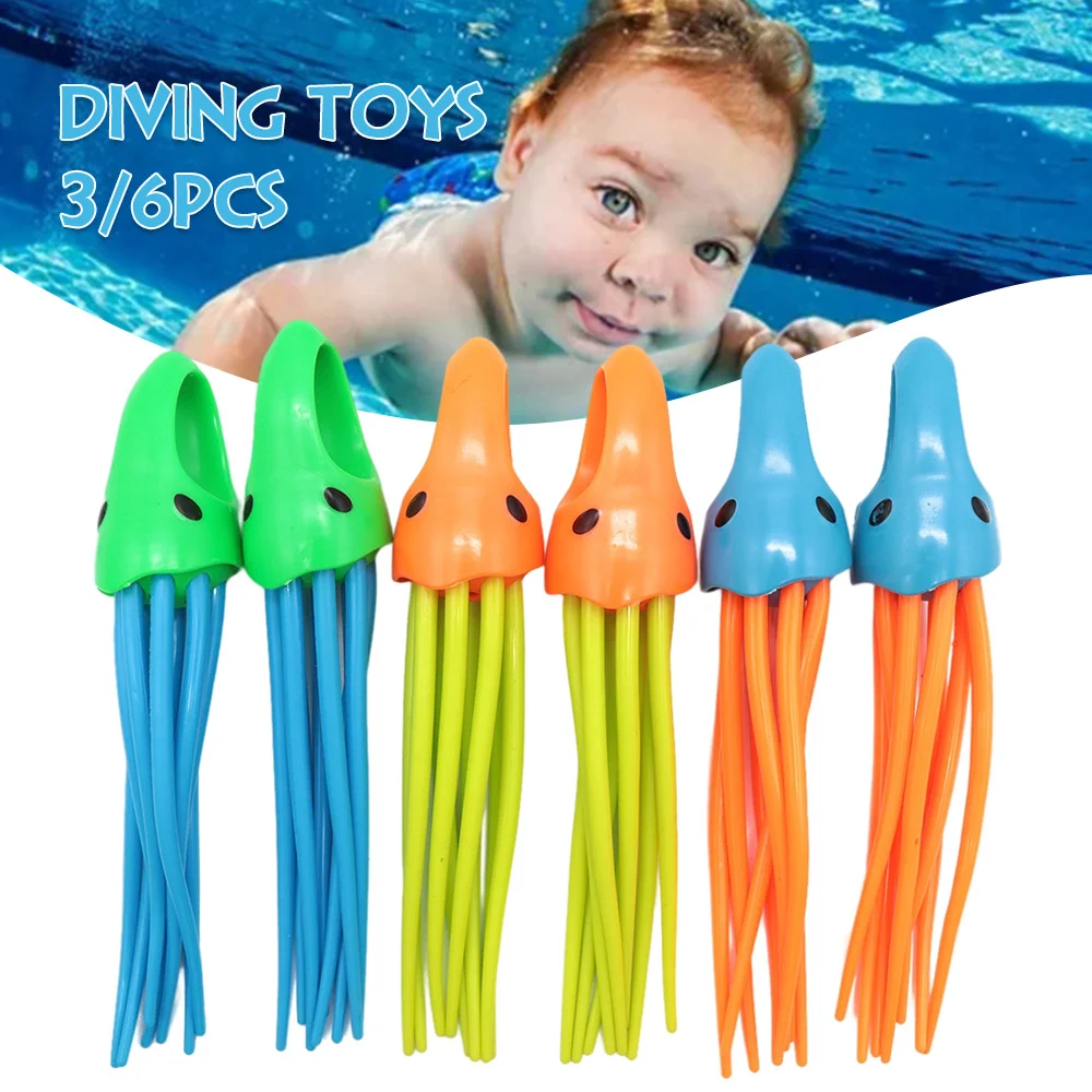 Diving Octopus Toys Swimming Pool Diving Training Toy for Children Cognitive Floating Toys Summer Underwater Rubber Toys  NSV