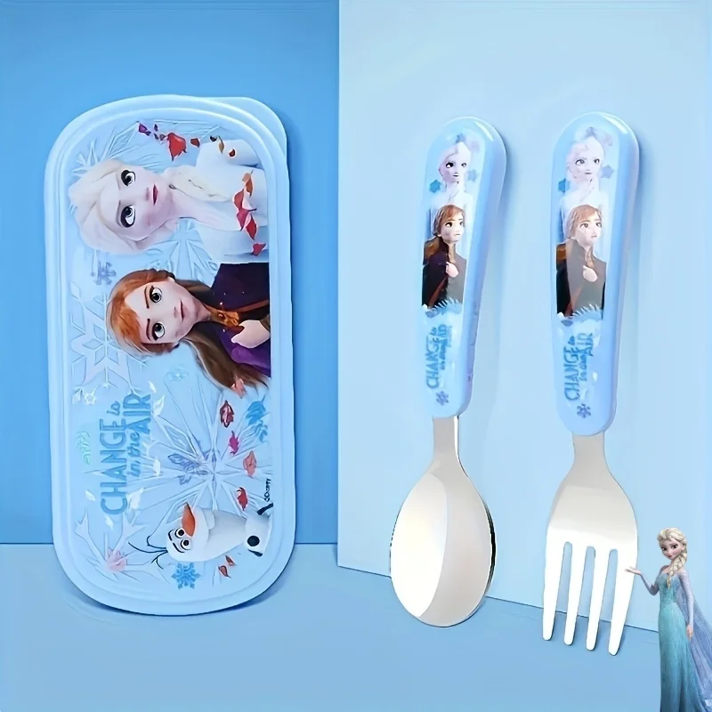 ديزني فروزن إلسا الأميرة آنا الكرتون الأطفال الفولاذ المقاوم للصدأ ملعقة شوكة Kawaii المضادة للكسر مجموعة أدوات المائدة هدايا عيد الميلاد #2
