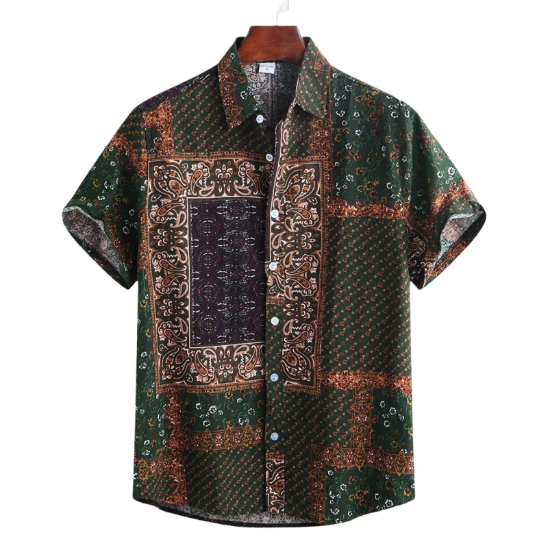 Hawaiian Shirt Man Shirts High Quality Luxury Men\'s Clothing Men\'s Shirt Fashion Blouses Social T-shirts Cotton Short Sleeve