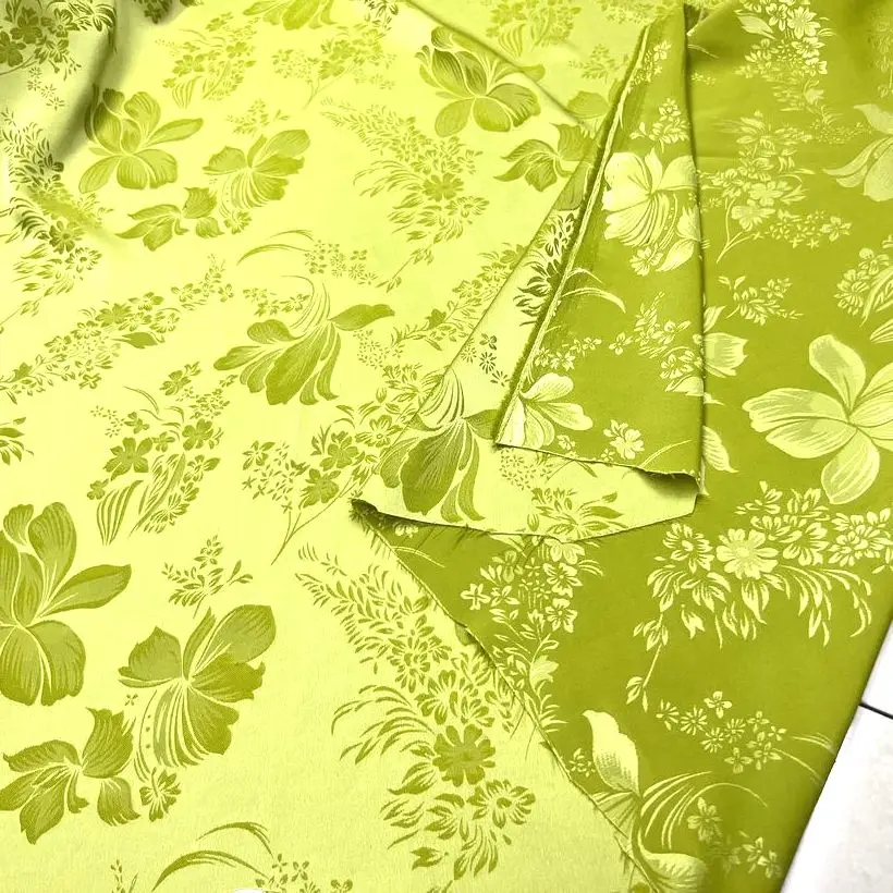 Neon Green Embossed Jacquard Fabric Brocade Design Sewing Material Sofa Cheongsam Dress Garment Fabric 150cm Sold By Half Meter view 4