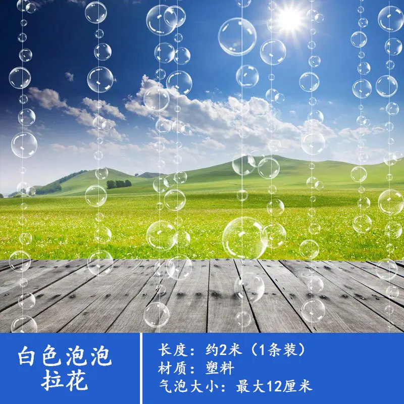 Fish Jellyfish Under The Sea Party Decorations Clear Bubble Sticker Garlands Mermaid Birthday Blue Purple Circle Hanging Pendant