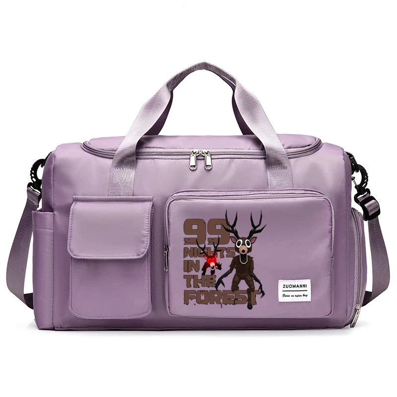 حقيبة سفر 99 ليلاً في الغابة، سعة كبيرة، محمولة ومتينة، حقيبة يد عصرية مطبوعة برسوم الرسوم المتحركة، هدية عيد ميلاد #3