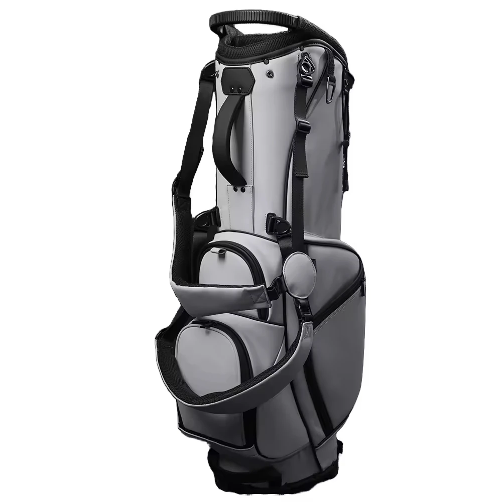 

Customized Logo Lightweight Polyurethane Leather Golf Bag Black and Grey Waterproof Wear Resistant Portable Golf Bag