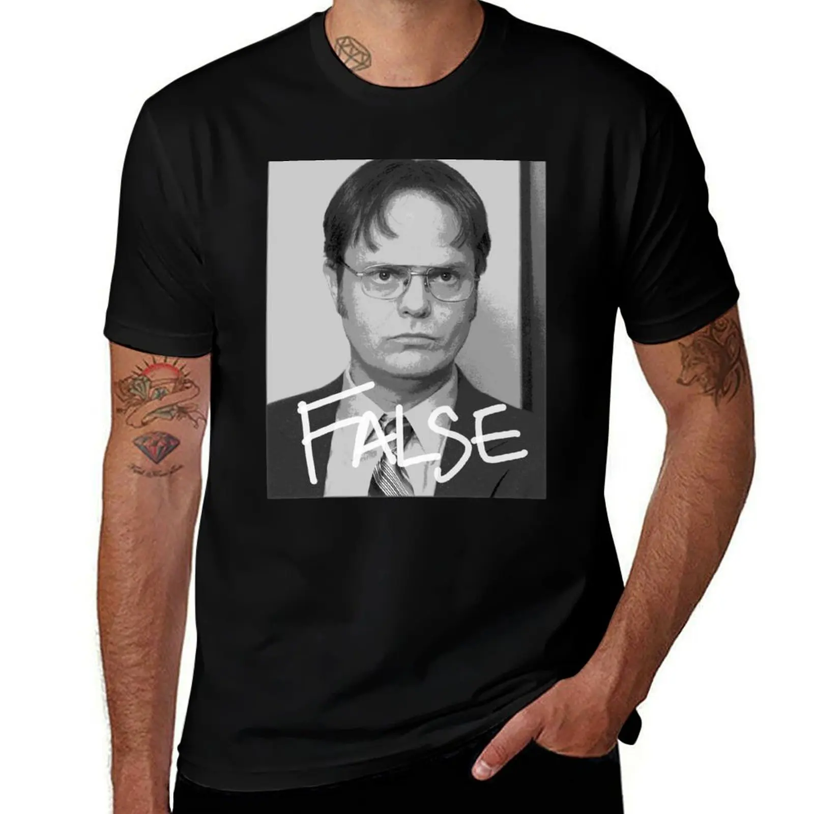 Dwight Schrute: False T-Shirt Basic Solid Color Casual Tee Shirt T-Shirt