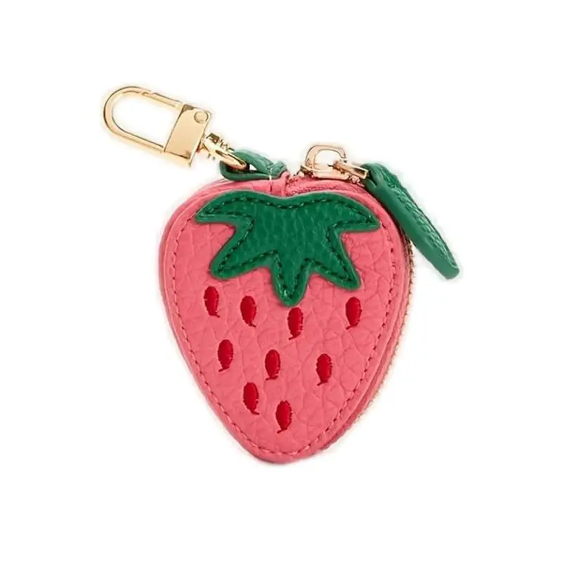 

Strawberry Fruit Charm coin purse cute keychain mini pouch Wallet gift for girl women
