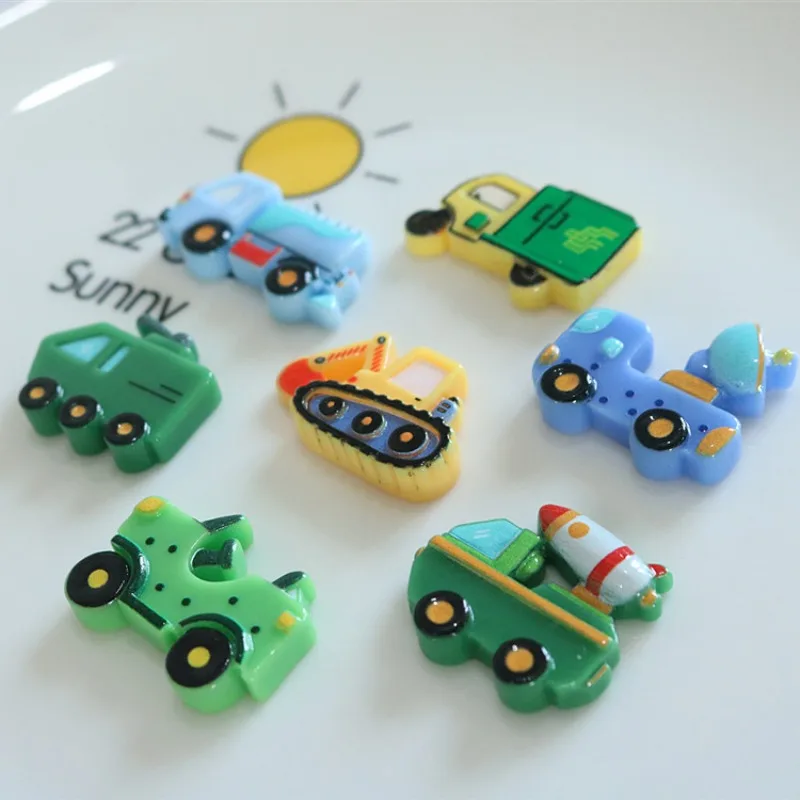 10pcs Mini Kawaii Cartoon Car Truck Resin Flat Back Cabochons Scrapbook Diy  Party Hairpin Accessories Home Decoration Craft
