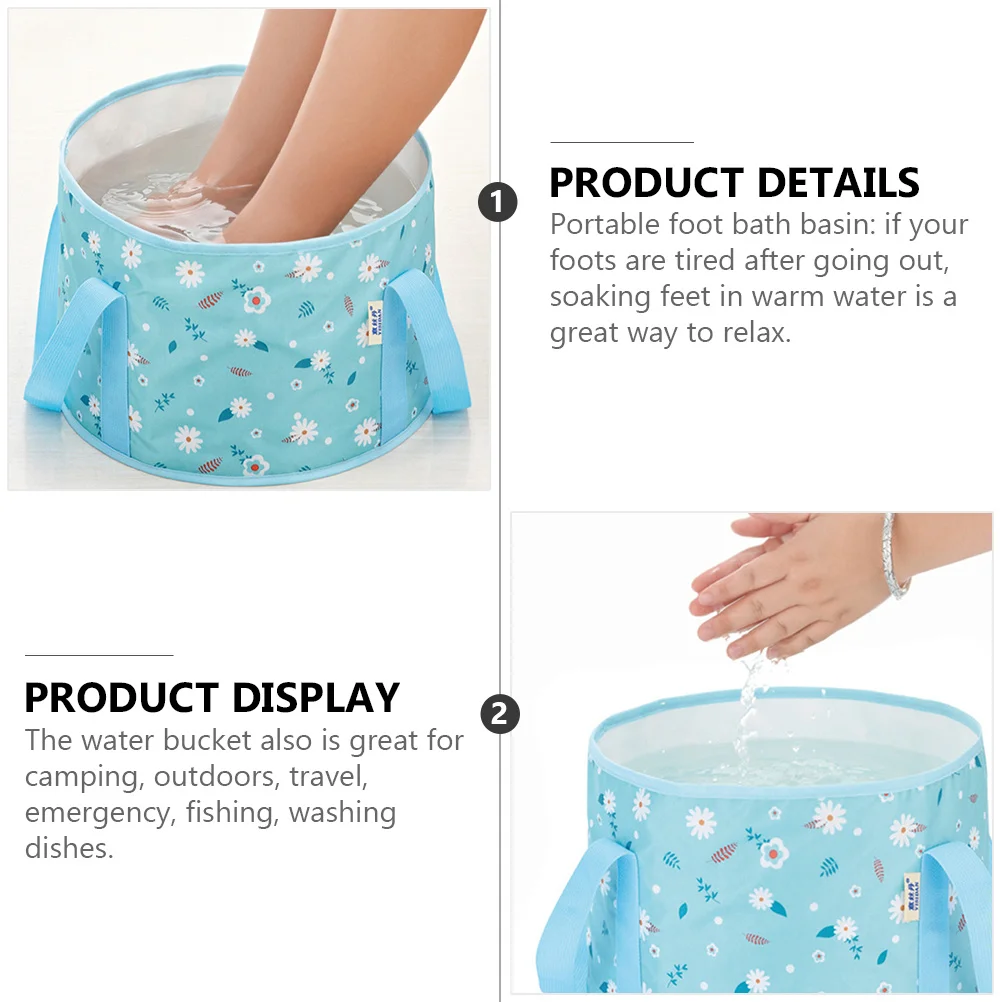 

1pc Folding Travel Basin Sky-Blue Portable Foot Soak Tub For Outdoor Camping Emergency Foldable Foot Spa Bucket Water Basin