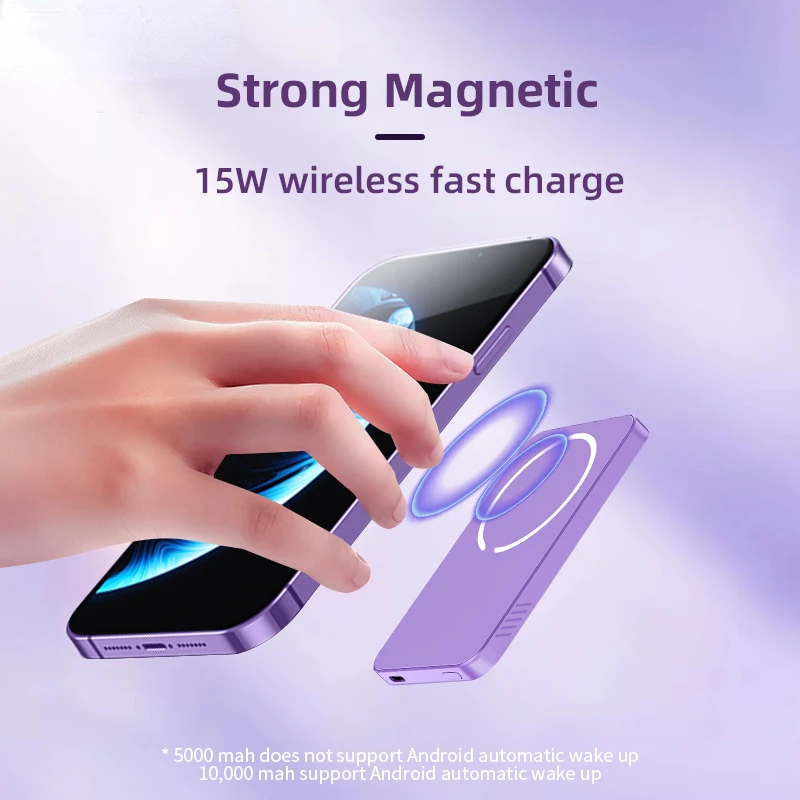 10000mAh Magnetic Power Bank Wireless Portable Fast Charger Slim Metal Powerbank External Spare Battery For iPhone 15 14 Xiaomi