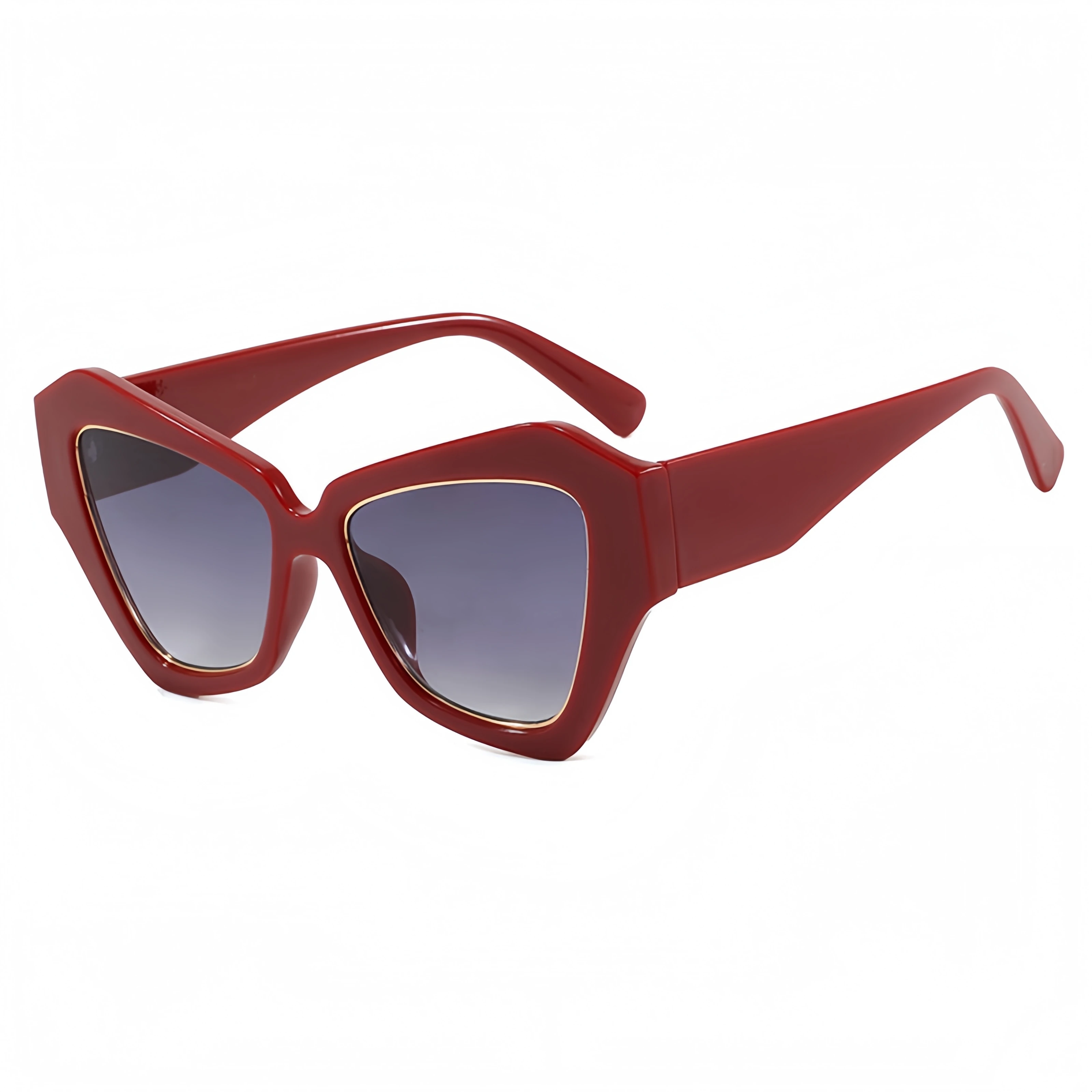 نظارات شمسية متعددة الأضلاع على شكل عين القطة، إطار كبير عصري، طراز الشارع الأوروبي والأمريكي العصري، نظارات نسائية راقية #5