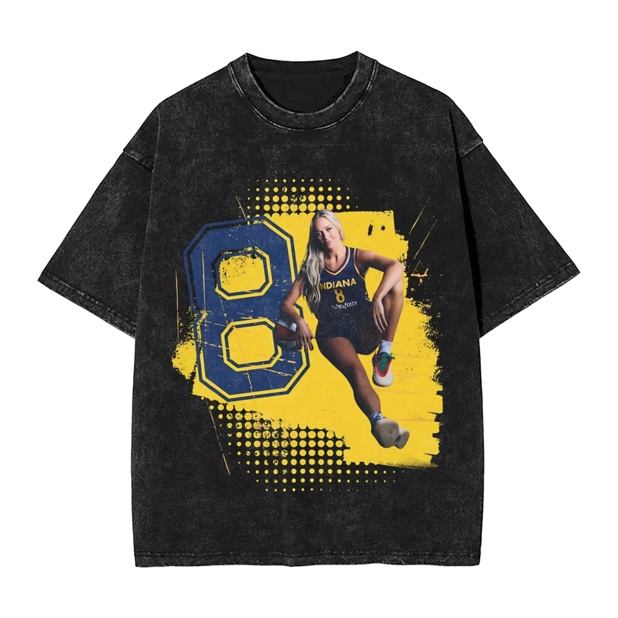 Sophie Cunningham Indiana Fever T Shirts Hip Hop Washed High Street T-Shirts Basketball Number 8 Men Women Summer Tops Tees