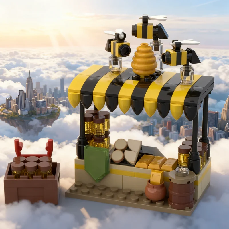 

151pcs MOC Honey Stand City Street Collectible Diy Building Blocks Display Pack Model Edition Collector XL Toy Gift For Makers