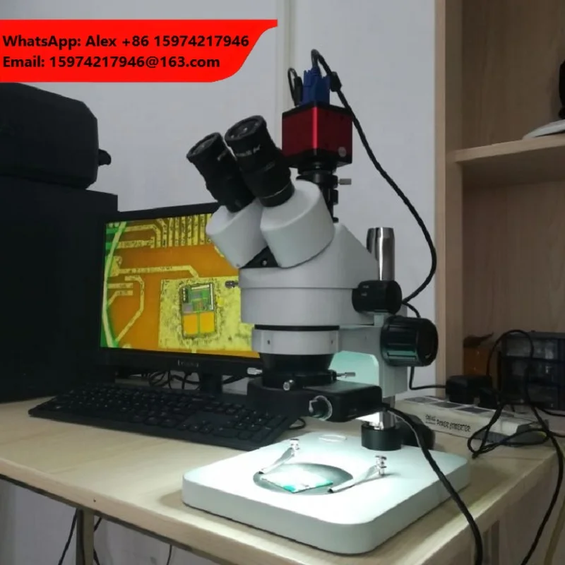 BD-45T1 7X-45X Mobile Repair Trinocular Stereo Microscope With 4K Camera And LED Ring Light