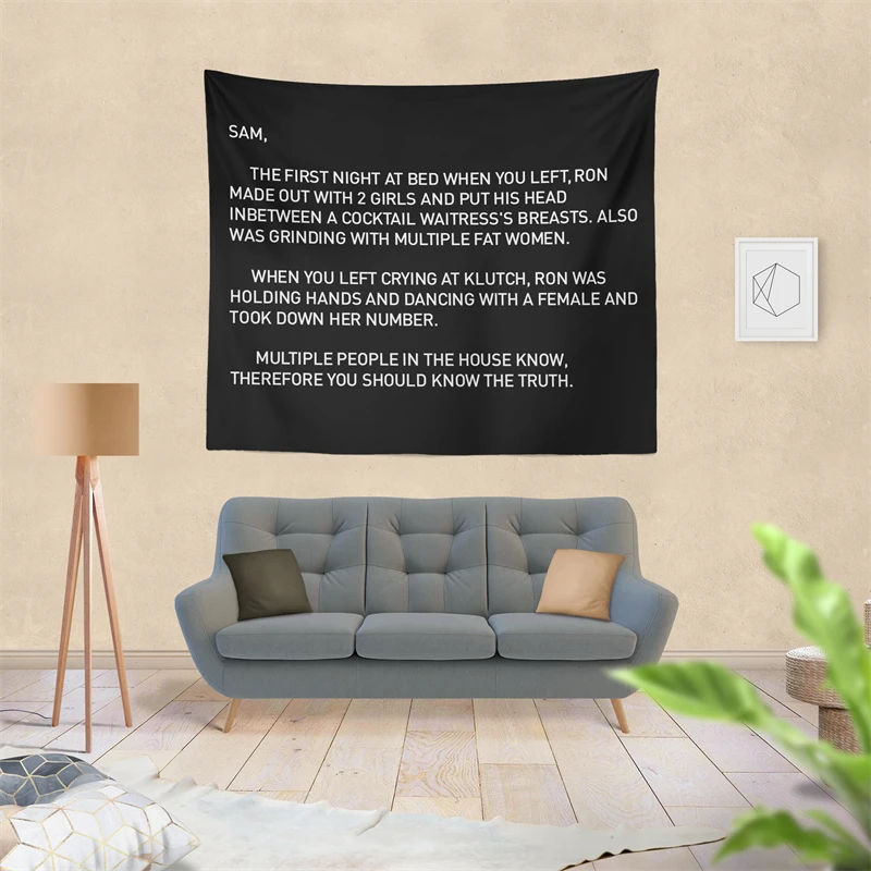 Gaslight Gatekeep Girlboss Sam's Note Jersey Shore Anonymous Letter to Sammi Tapestry Wall Hanging Art for Bedroom Living Room