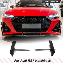 Dry Carbon Car Front Bumper Scoop Trims for Audi RS7 Sportback Hatchback 4-Door 2020-2021 Front Splitters Canards Car 2 PCS/Set