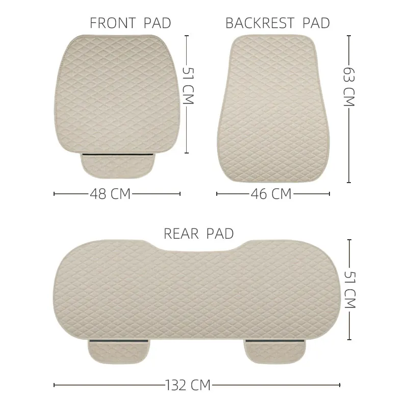 Summer Flax Universal Car Seat Cover Set Cushion Anti-Slip Breathable Protector Mat Pad Front Rear Seat Backrest Auto 4 Seasons