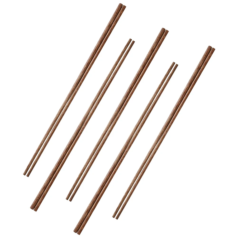 5 أزواج من عيدان تناول الطعام الخشبية ذات المقبض الطويل بجناح الدجاج والطبخ والقلي وعاء ساخن المعكرونة المضادة للانزلاق عيدان المطبخ القلي عود القلي #2