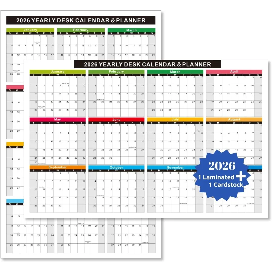 

2026 Wall Desk Calendar 11x17 Ih Reversible 2Sided Horizontal or Vertical 12 Month with Generous Block Space and Holidays Marke