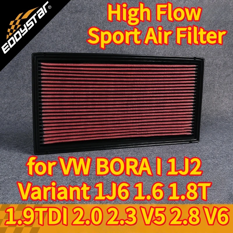 

Спортивный воздушный фильтр с высоким расходом для VW BORA I 1J2 Variant 1J6 1,6 1,8 T 1,9TDI 2,0 2,3 V5 2,8 V6, моющиеся гоночные впускные фильтры