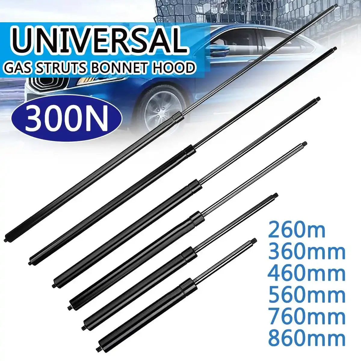 

1pcs 300N 260-860mm for RV Bed Window Bus Caravans Car Gas Strut Bars Gas Spring Hood Support Rod Shock Lift