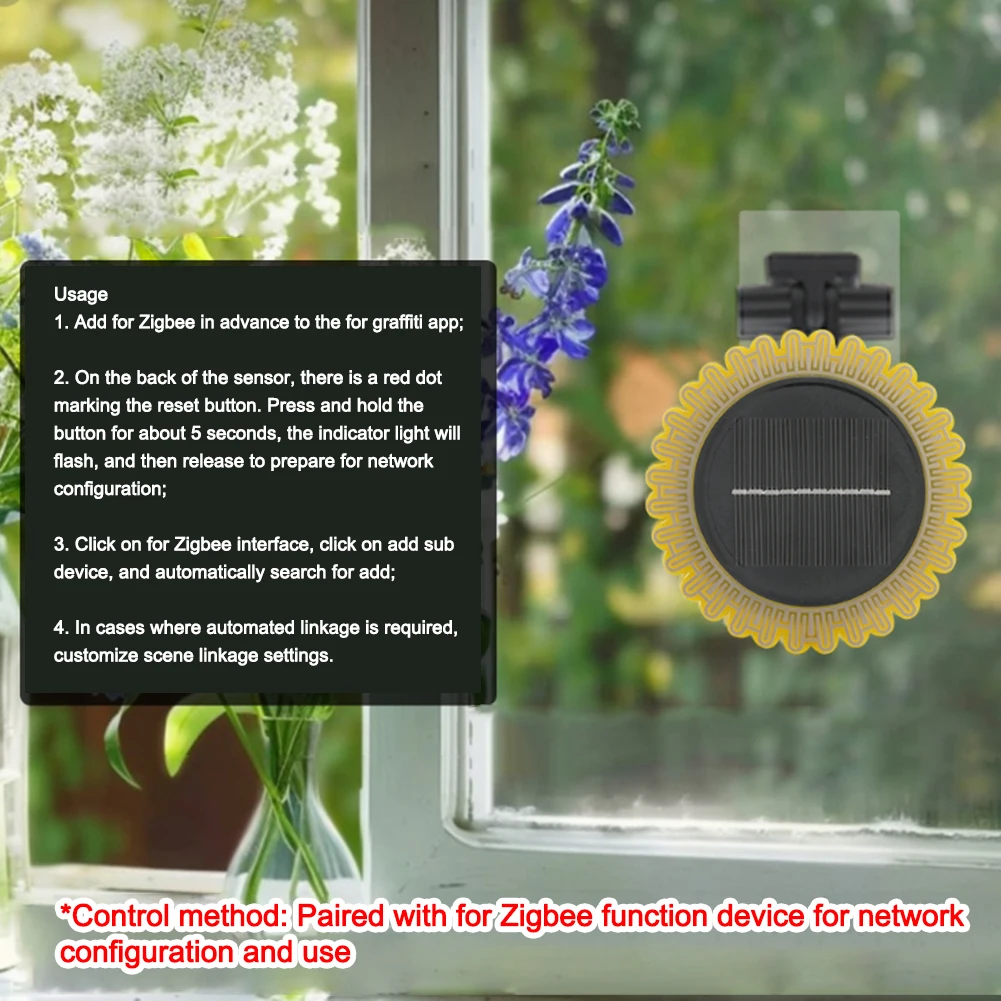 2-in-1 Tuya-Smart-Zigbee Rain Sensor With Light Detector Solar Operated IP66 Outdoor Waterproof Rain Detector Battery Sensor