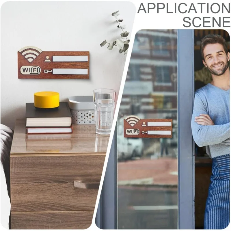 Erasable Wooden WiFi Sign Reusable Internet Password Wall Decor Hanging Plaque ﻿