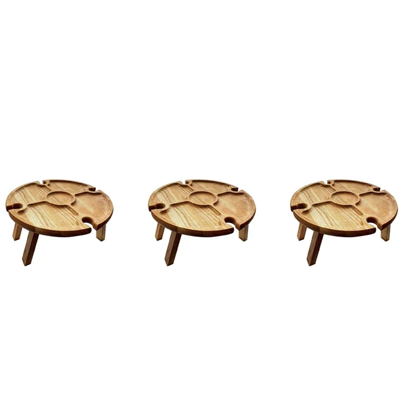 

3X Folding Portable Picnic Table, Outdoor Fold Up Lightweight Camping Camp Table Small Wood Wine Picnic Table,Small