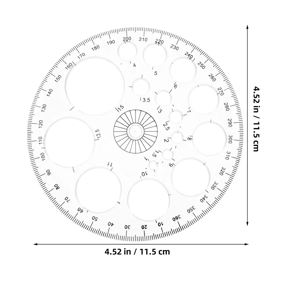 8Pcs Premium 360 Degree Protractor Tool Clear Plastic Circle Protractor for Math Geometry Drafting Interior Design Office School