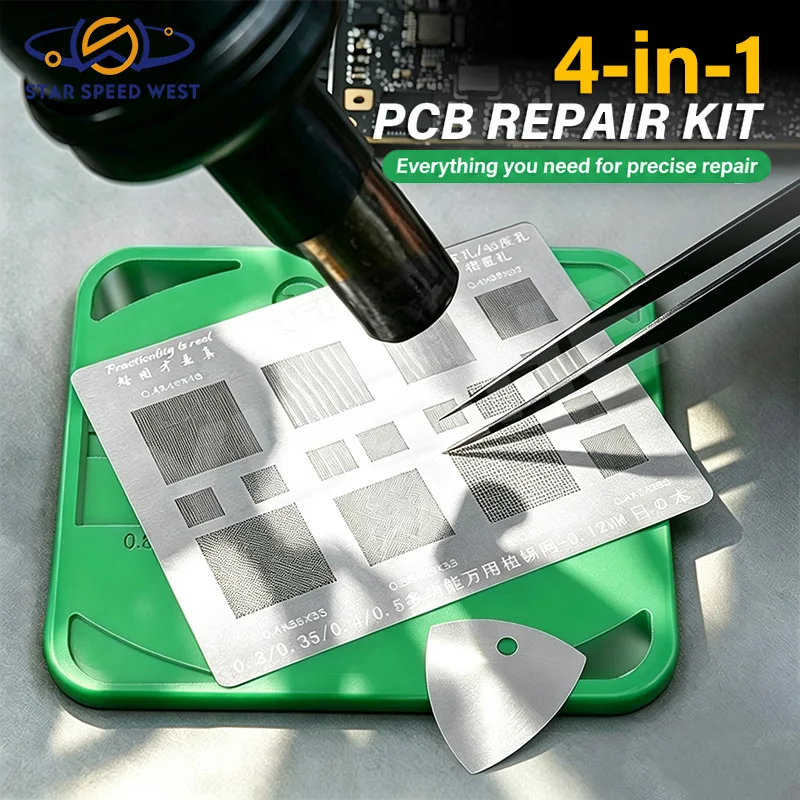 2UUL BH15 MagGrid Pad Magnetic Soldering Work Mat for Phone PCB Rework Kit with ESD Tweezers Pry Tool for BGA Reballing Station