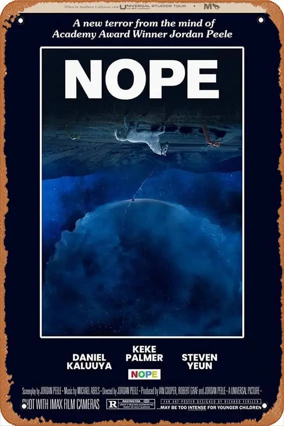 Retro Tin Sign Nope Movies Poster Tin Signs Celebrity Poster Film Television Poster Gift Musical Karaoke Man Cave Bars Cafe sign