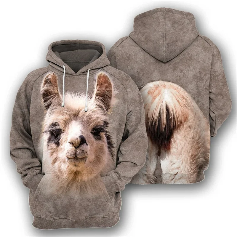 Funny Animals 3D Printed Hoodies Spring Autumn Mens Womens Sheep Alpaca Cow Horse Pattern Sweatshirt Casual Fashion Loose Hoody