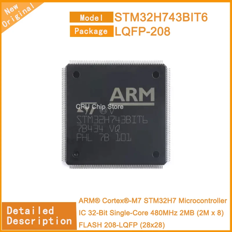 1~5Pcs New Original  STM32H743BIT6 STM32H743  Microcontroller IC 32-Bit Single-Core 480MHz 2MB (2M x 8) FLASH 208-LQFP