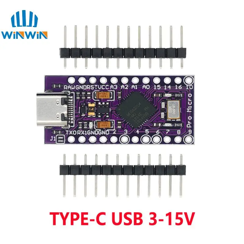 Pro Micro ATMEGA32U4 5V/16MHZ module With the bootloader for arduino MINI USB/Micro USB/TYPE-C with 2 row pin header for arduino